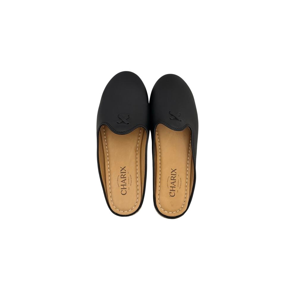 NWOT Charix Shoes Black Slip On Backless Leather Mules Women's Size 6.5 - Picture 3 of 5